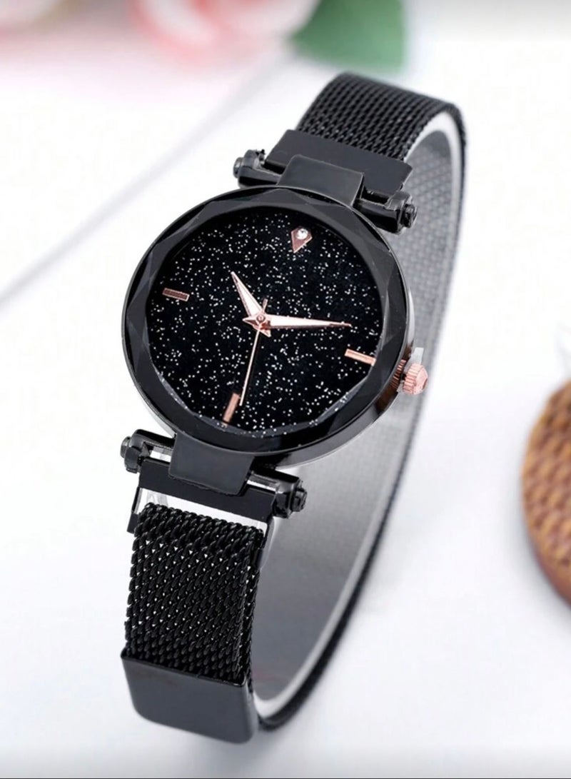 A set of one watch and four bracelets; the watch has a multi-sided dial decorated with rhinestone beads, and four bracelets are included as a gift. - Image 3