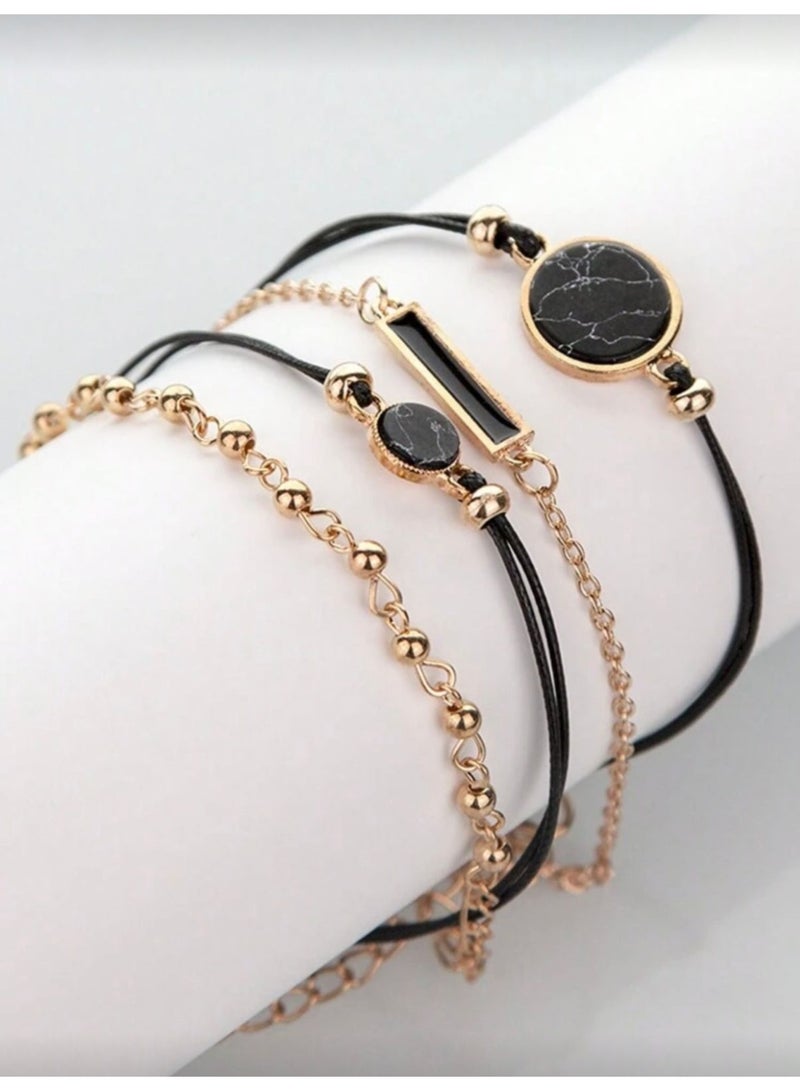 A set of one watch and four bracelets; the watch has a multi-sided dial decorated with rhinestone beads, and four bracelets are included as a gift. - Image 5