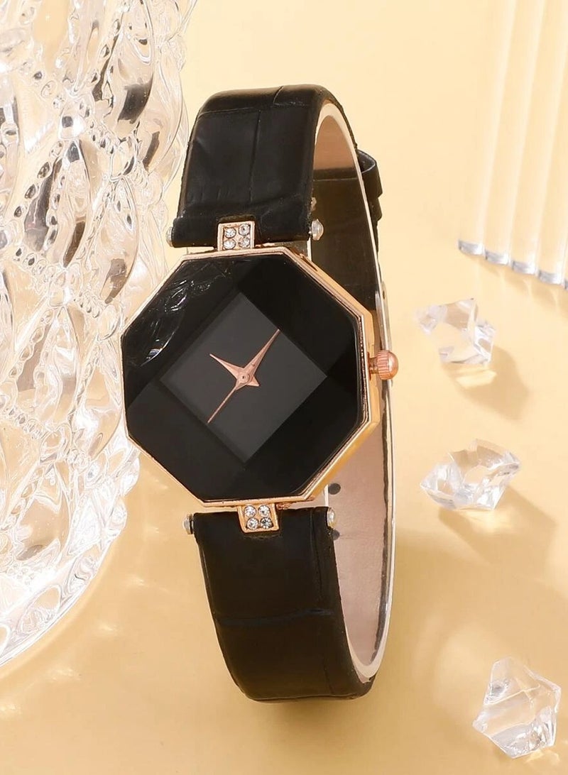 YUCCA 1pcs rhinestone beads polygonal pointer quartz watch and 4 bracelets as a gift for back to school students - Image 4