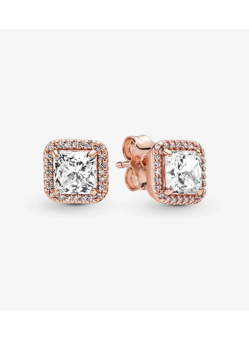 PANDORA 14k Rose gold-plated stud earrings with clear cubic zirconia