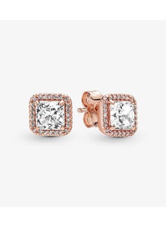 PANDORA 14k Rose gold-plated stud earrings with clear cubic zirconia  - Image 1