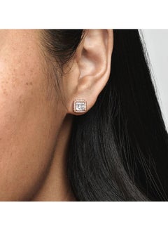 PANDORA 14k Rose gold-plated stud earrings with clear cubic zirconia  - Image 3