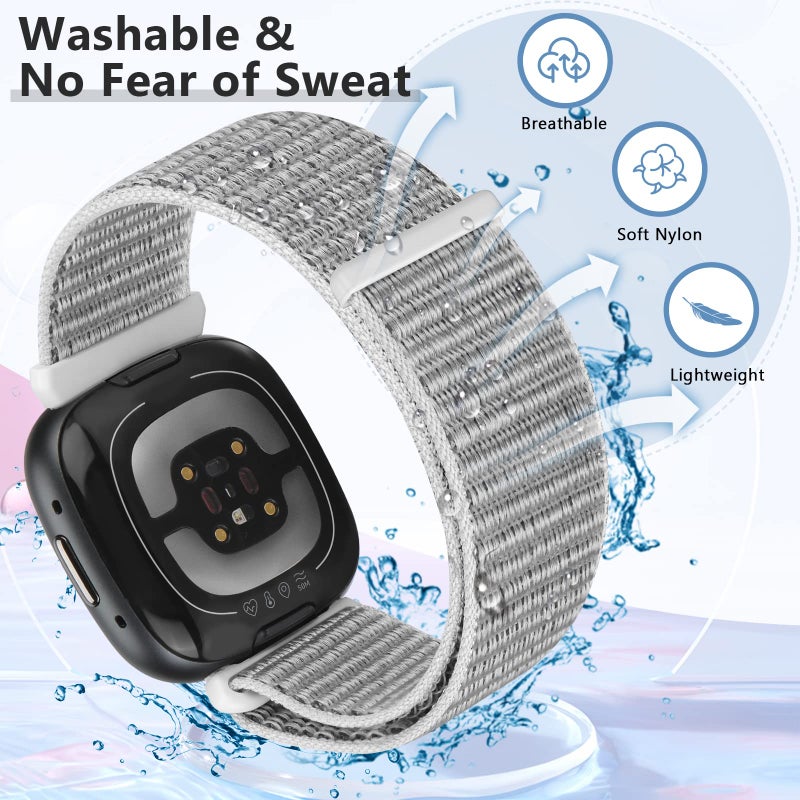 Bcuckood Nylon Loop Compatible with Fitbit Sense 2/Fitbit Sense/Fitbit Versa 4/Fitbit Versa 3 Bands, Women Men Soft Nylon Adjustable Breathable Strap Solo Loop Replacement Wristband - Image 4