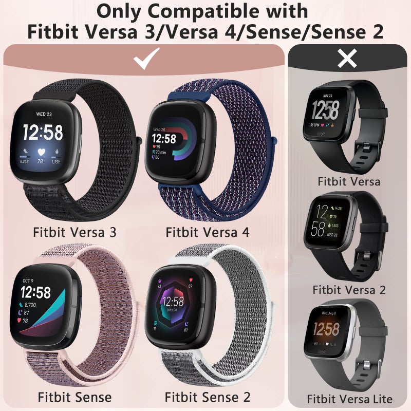 Bcuckood Nylon Loop Compatible with Fitbit Sense 2/Fitbit Sense/Fitbit Versa 4/Fitbit Versa 3 Bands, Women Men Soft Nylon Adjustable Breathable Strap Solo Loop Replacement Wristband - Image 2
