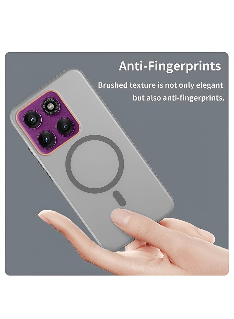 Wtech Motorola Edge 60 Pro 5G 2025 Hybrid Translucent Magsafe with Magnetic Charging Raised Camera Lips Elegant Look Case Cover (MCMPMN) - Grey - Image 4