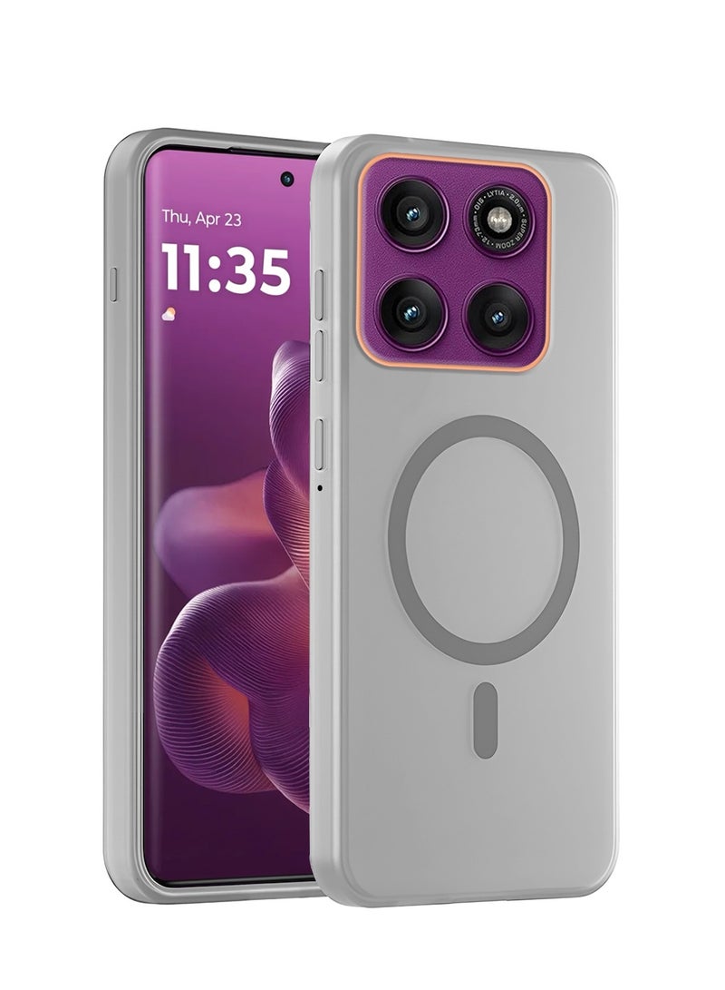 Wtech Motorola Edge 60 Pro 5G 2025 Hybrid Translucent Magsafe with Magnetic Charging Raised Camera Lips Elegant Look Case Cover (MCMPMN) - Grey - Image 1