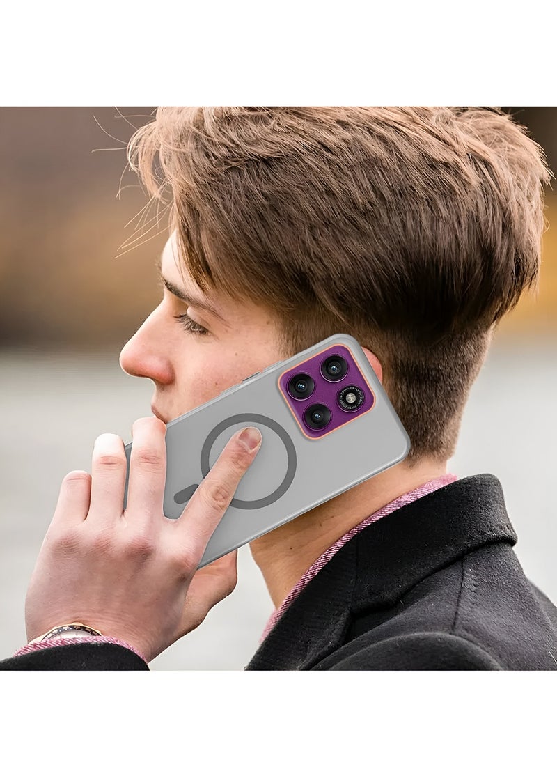 Wtech Motorola Edge 60 Pro 5G 2025 Hybrid Translucent Magsafe with Magnetic Charging Raised Camera Lips Elegant Look Case Cover (MCMPMN) - Grey - Image 5