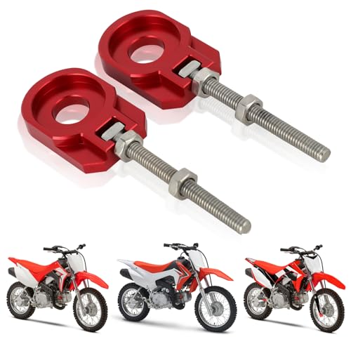 USTPO Motorcycle 2pcs 12mm Chain Adjuster Tensioner Swingarm Spool Tensioner Tension Adjuster CNC Universal for CRF 110 CRF110 CRF110F CRF110F 20132025 Dirt Pit Bike Red - Image 1