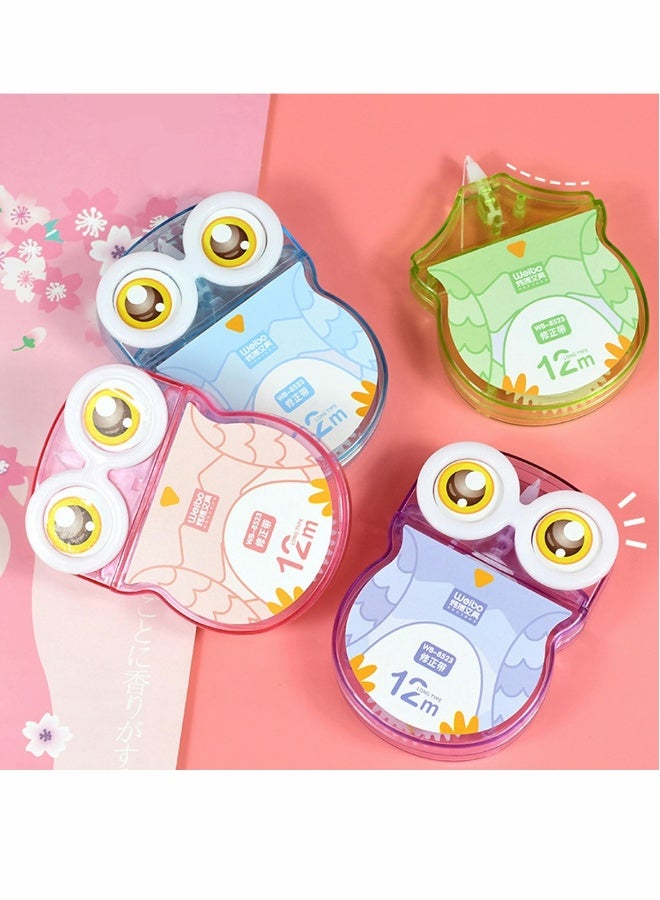 Generic Owl Correction Tape   Simple Transparent Candy Color Portable Correction Tape Easy for Students to Correct Errors Correction Tape C ute and Creative Stationery 1pcs 4 color random - Image 1