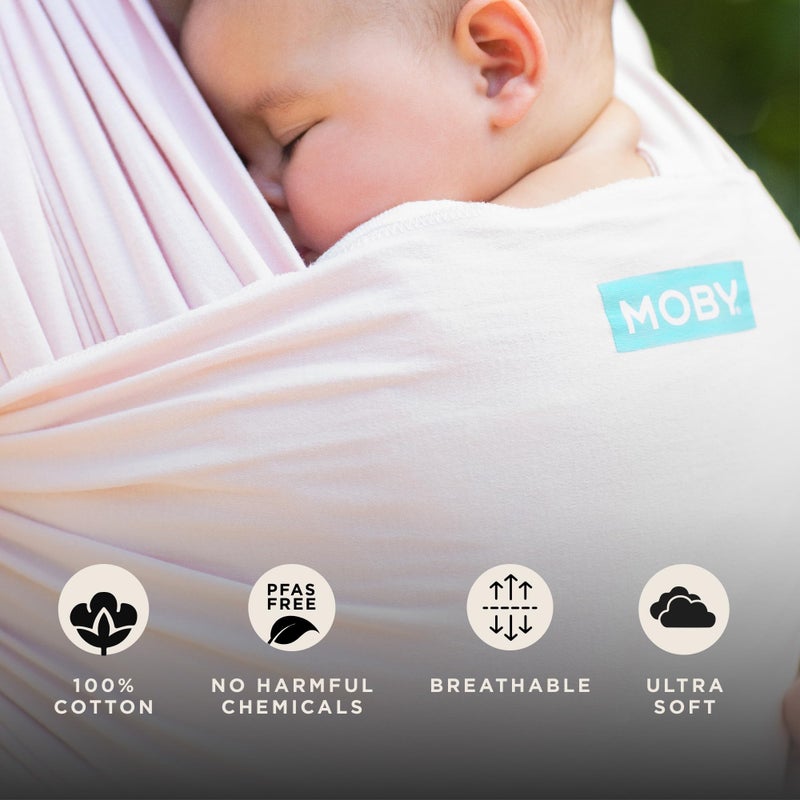 Moby Baby Wrap Carrier Classic for Newborns to Toddlers (8-33lbs), Infant Sling Carrier, Lightweight & Hands Free Design, Adjustable for All Body Types (Rose Quartz) - Image 4