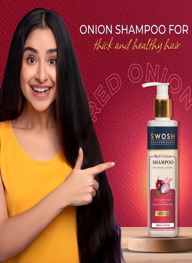 SWOSH Ayurvedic Red Onion Shampoo With Aloe Vera, Amla & Onion Extract 200ML for Hair Cleansing | Parabens & Sulphate Free- Suits All Skin Types - Image 3