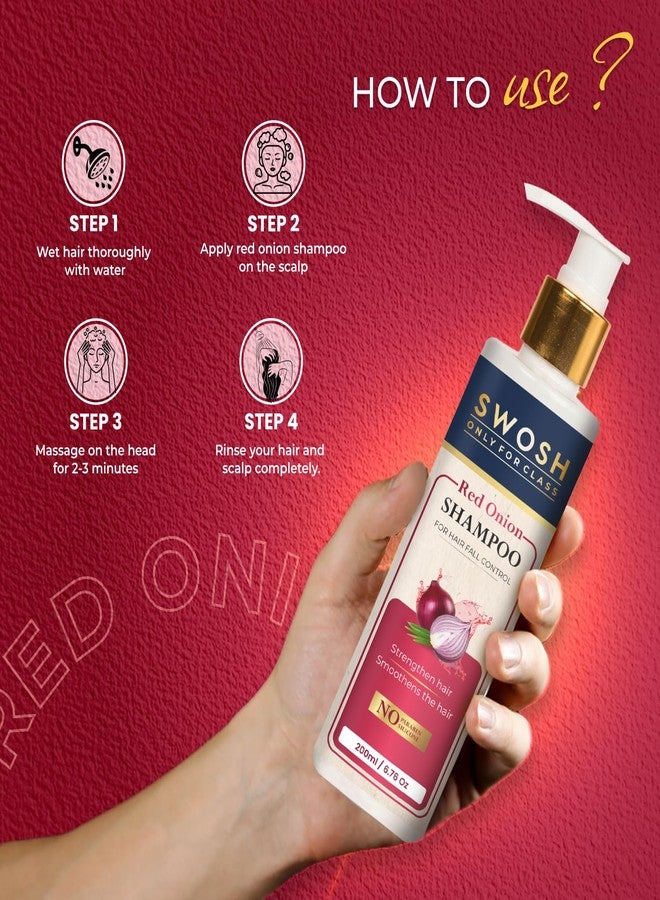 SWOSH Ayurvedic Red Onion Shampoo With Aloe Vera, Amla & Onion Extract 200ML for Hair Cleansing | Parabens & Sulphate Free- Suits All Skin Types - Image 5