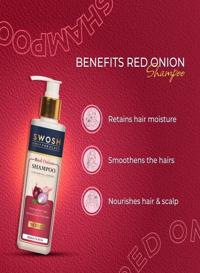 SWOSH Ayurvedic Red Onion Shampoo With Aloe Vera, Amla & Onion Extract 200ML for Hair Cleansing | Parabens & Sulphate Free- Suits All Skin Types - Image 4