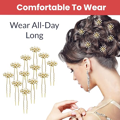 TEMPERIA (6pcs) Pearl U Pins Hair Accessories for Women & Girls - Decoration Pearls Beads Hair Clip for Bride Hairstyle - For Wedding/Parties (MN02) - Image 3