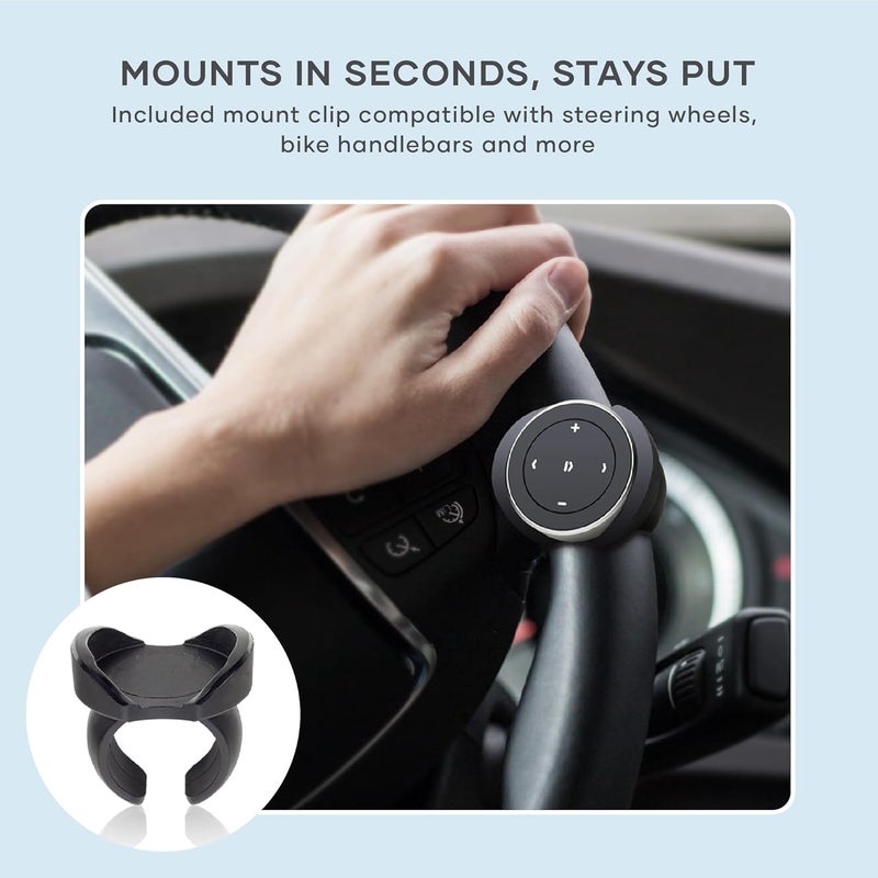 SATECHI Bluetooth Media Button with Steering Wheel Mount, Wireless Music & Volume Control for iPhone, iPad, MacBook, Android, Car & Bike Audio Systems - Image 2