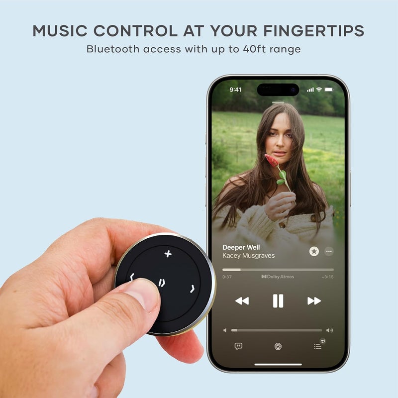 SATECHI Bluetooth Media Button with Steering Wheel Mount, Wireless Music & Volume Control for iPhone, iPad, MacBook, Android, Car & Bike Audio Systems - Image 4