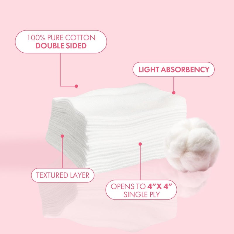 Intrinsics Petite Silken Wipes – 2"x2" 4-Ply Lint-Free Cotton Pads – 200 Count - Image 2