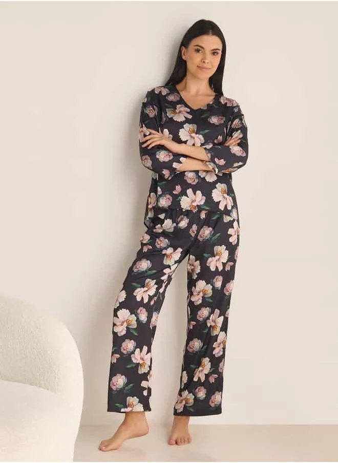 فاف Floral Print T-shirt and Pyjama Set