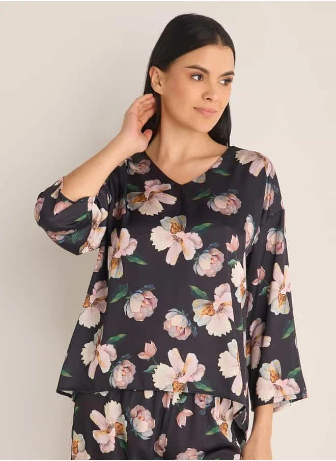 فاف Floral Print T-shirt and Pyjama Set