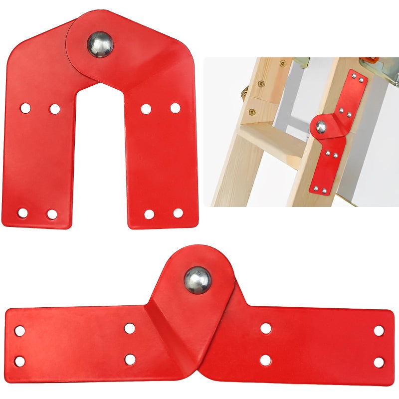 FOWSRHRG FOWSRHRG 2PCS Aluminum Alloy Attic Ladder Hinges  Herringbone Red Folding Stair Ladder Replacement Kit 