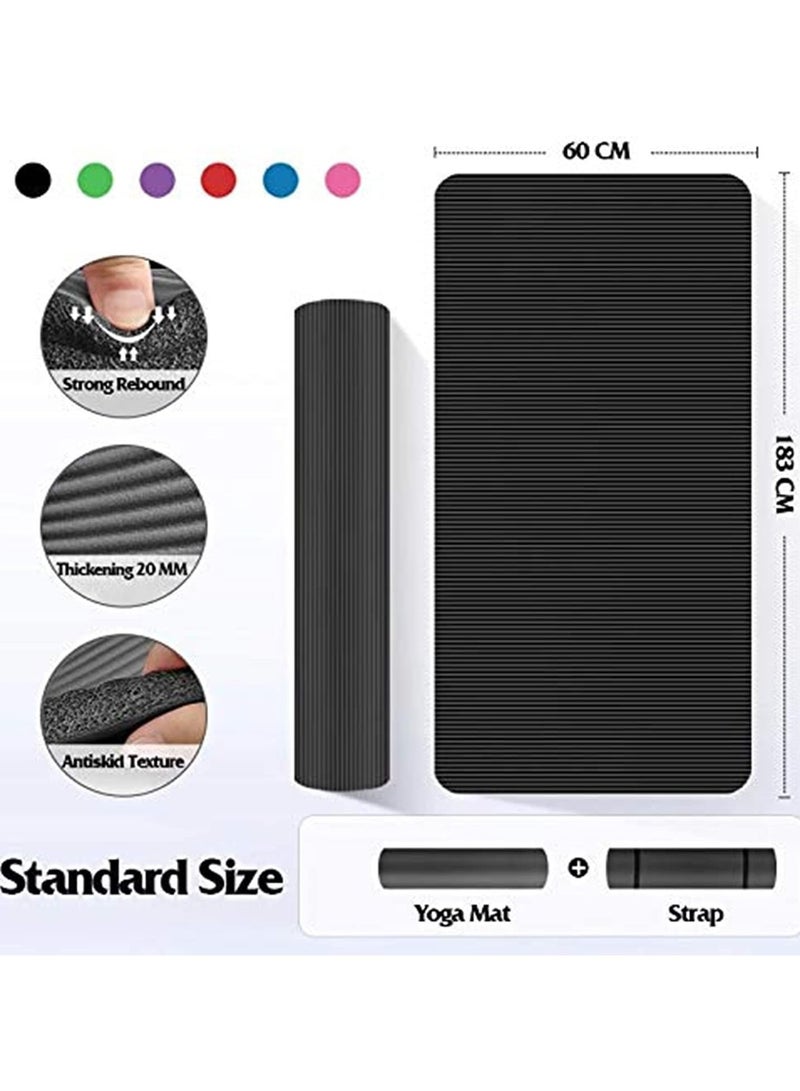 اسم المحتوى ناريلا حصيرة يوغا غير قابلة للانزلاق بسمك 10 مم، مصنوعة من NBR، مناسبة للتمارين الرياضية في المنزل. الحجم: 183 × 61 سم، اللون: أسود. - Image 5
