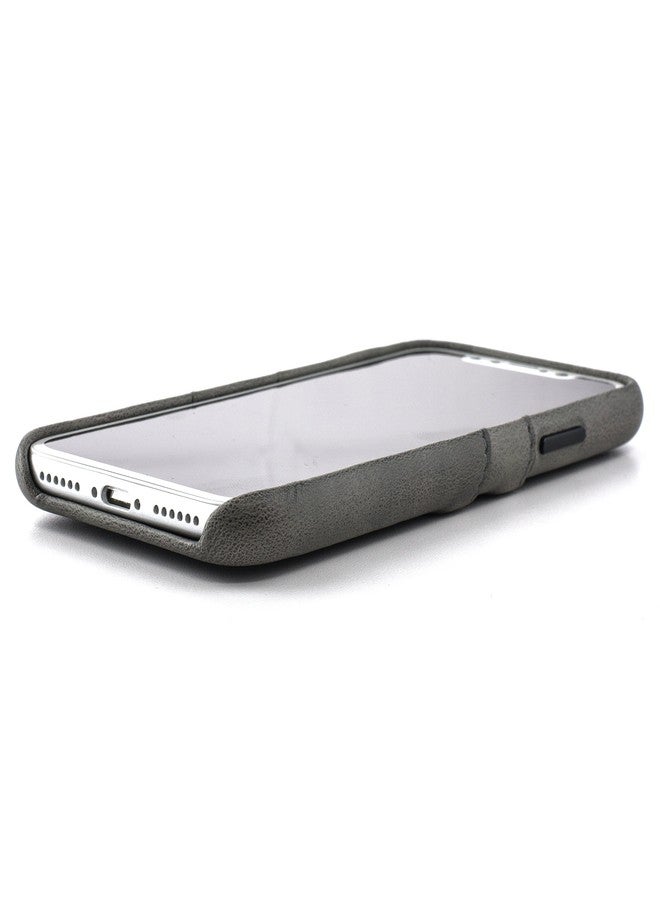 Dockem Exec iPhone X/XS Wallet Case: Slim Vintage Synthetic Leather Case with 2 Credit Card/ID Holder Slots, Simple Professional Snap On Cover [Grey] - Image 5