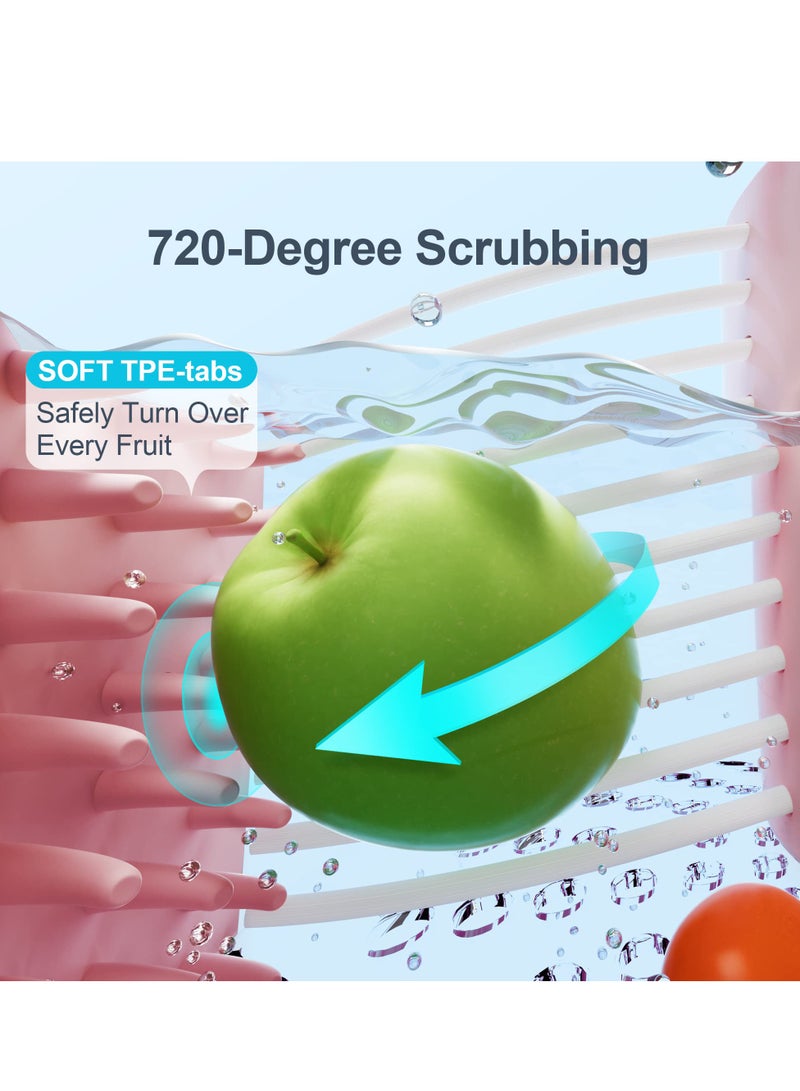 Excefore Fruit Cleaning Device, Large Fruit Washer Spinner with Brush, Fruit Cleaner with Fruit Washing Bowl,Fruit Cleaning Device,Vegetable Scrubber  - Image 4