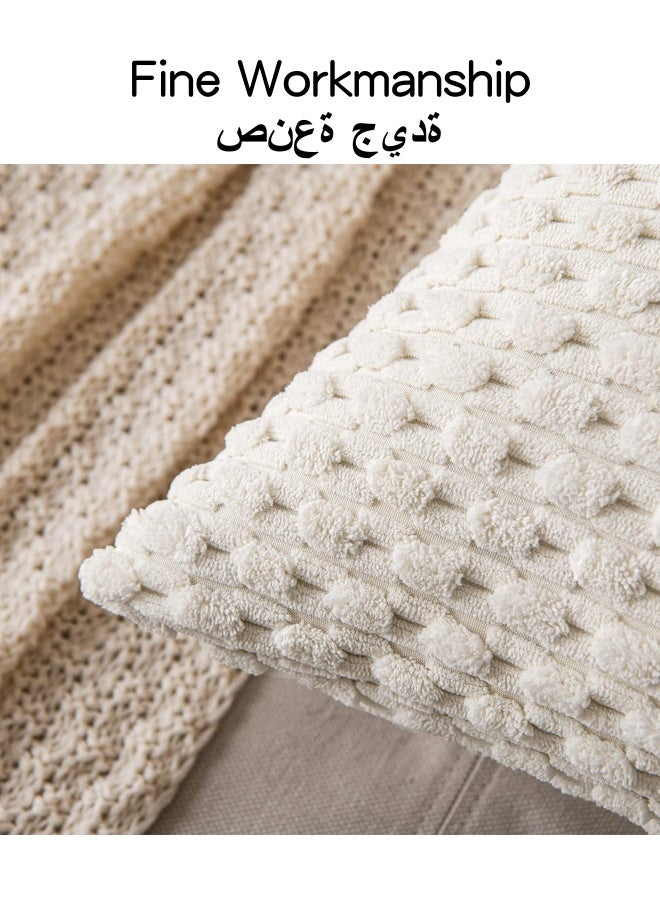 شبيلي طقم من 2 غطاء وسادة قطني، 18 × 18 بوصة لغرفة المعيشة أو الأريكة أو السرير أو أغطية الوسائد المزخرفة، غطاء وسادة مربع ناعم 45 × 45 سم، ديكور منزلي ريفي بوهو (أبيض فاتح)  - Image 5