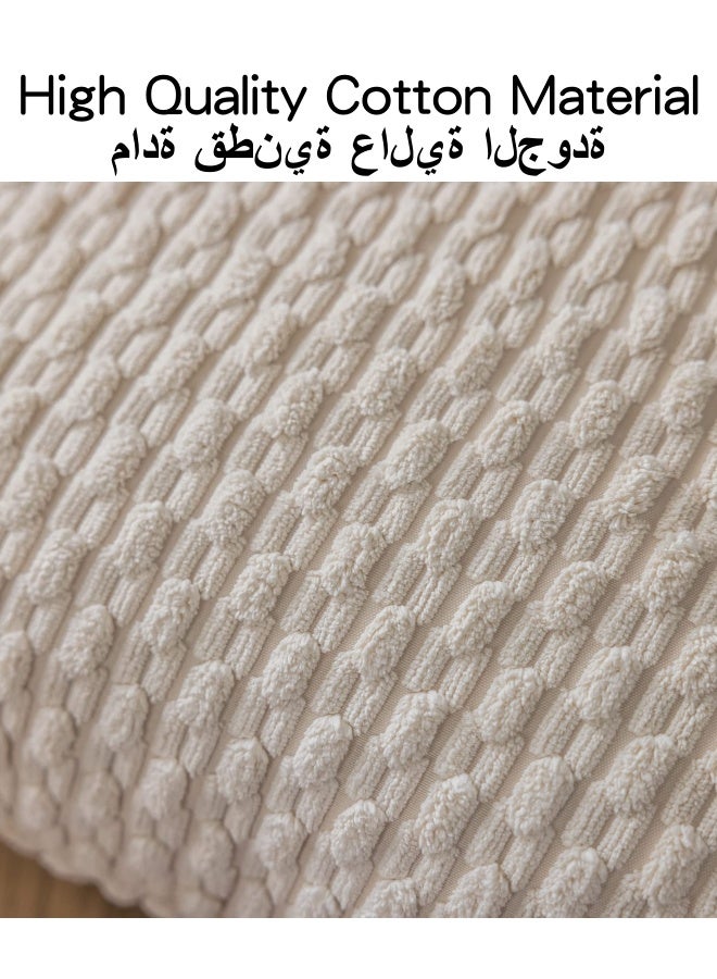 شبيلي طقم من 2 غطاء وسادة قطني، 18 × 18 بوصة لغرفة المعيشة أو الأريكة أو السرير أو أغطية الوسائد المزخرفة، غطاء وسادة مربع ناعم 45 × 45 سم، ديكور منزلي ريفي بوهو (أبيض فاتح)  - Image 3