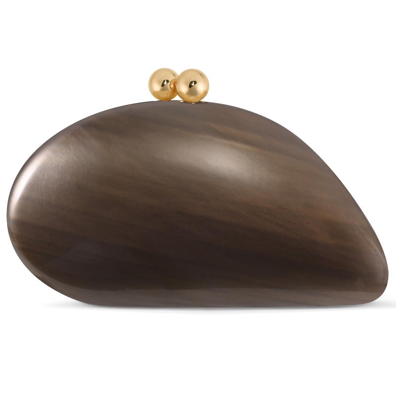 NEWROGENG Acrylic Seashell Clutch Purse for Women, Elegant Marble Evening Bag with Gold-Tone Magnetic Clasp, Wedding Party Clutch Handbags, Bronze - Image 1