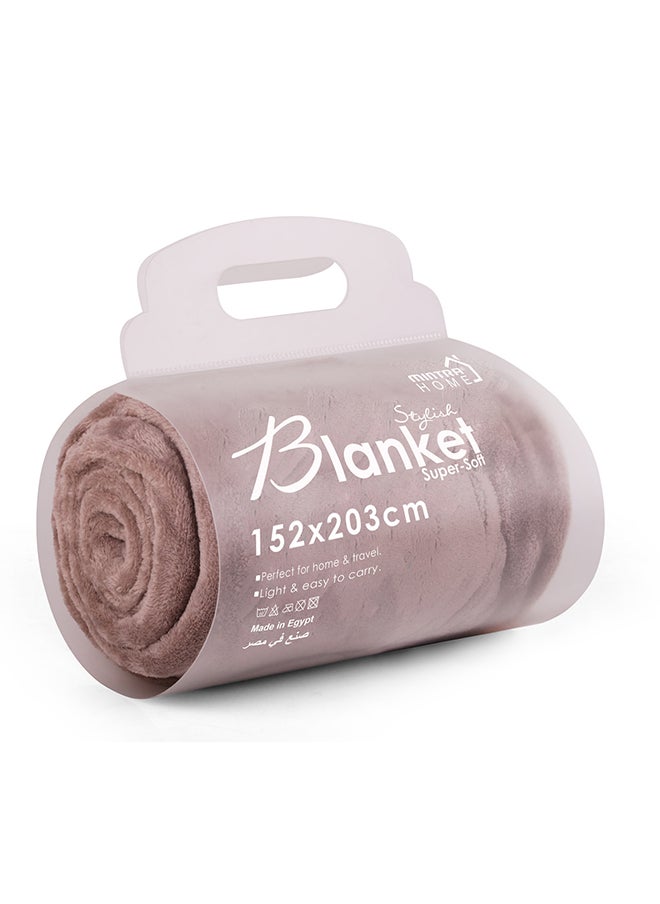 Mintra Lightweight Blanket 250 GSM Extra Soft Premium Microfiber Bed and Sofa Throw in Mocha - Size 152x203cm  - Image 1
