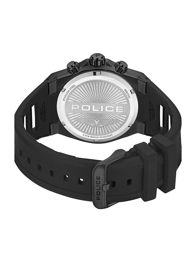 POLICE Men Sonic Black Dial Black Silicone Strap Gents Chronograph Watch With Stainless Steel Case - Image 4