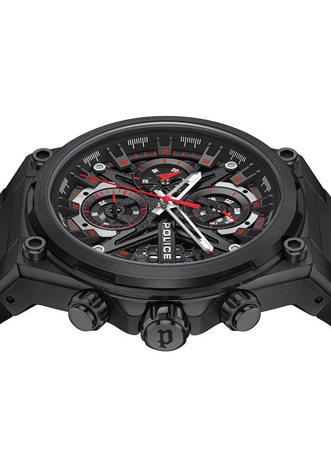 POLICE Men Sonic Black Dial Black Silicone Strap Gents Chronograph Watch With Stainless Steel Case - Image 3