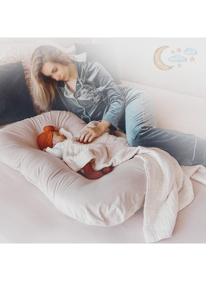 TOMSHOO Baby Lounger with Mosquito Net,Portable Newborn Bassinet,Baby Nest Comfort for Sleeping-Resistant Washable Cover,Simulated Uterus, BABY Bionic Bed For Bedroom (Brown Bassinet+Mosquito Net) - Image 5