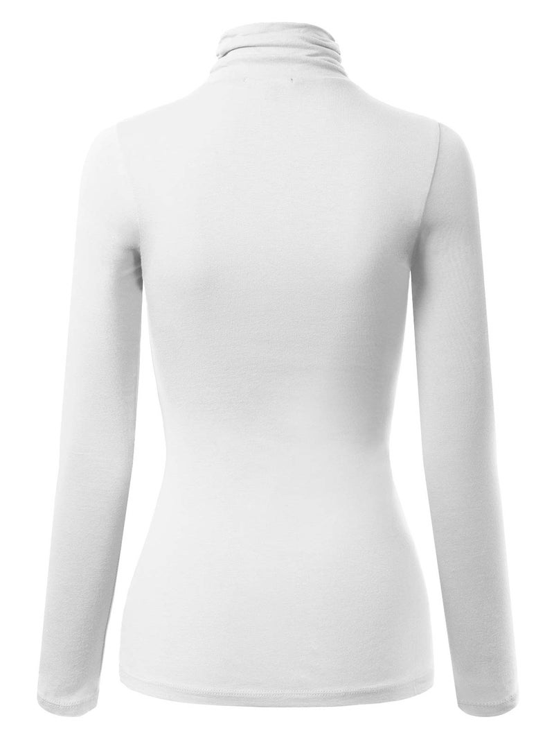 MixMatchy Women's Basic Long Sleeve Turtle Neck Slim Fit Top Shirt White S - Image 3