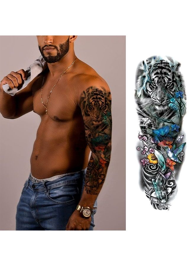 CUTELIILI Full arm temporary tattoo for Men,12sheets (L19“xW7”) Sleeve Tattoos temporary,Waterproof Terror Fake Tattoos That Look Real and Last long，Tiger Dragon Koi Evil Eyes - Image 5
