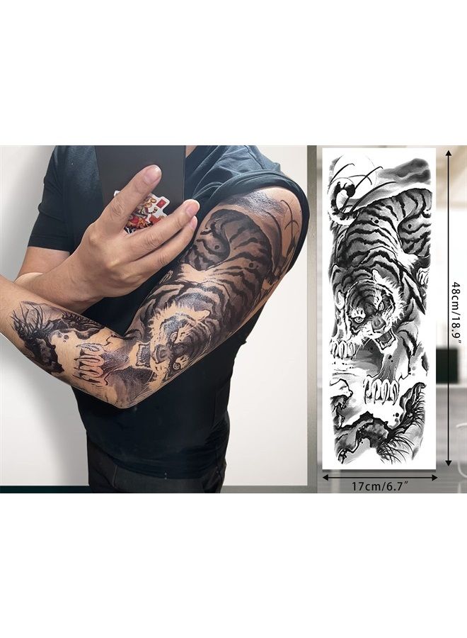 CUTELIILI Full arm temporary tattoo for Men,12sheets (L19“xW7”) Sleeve Tattoos temporary,Waterproof Terror Fake Tattoos That Look Real and Last long，Tiger Dragon Koi Evil Eyes - Image 3