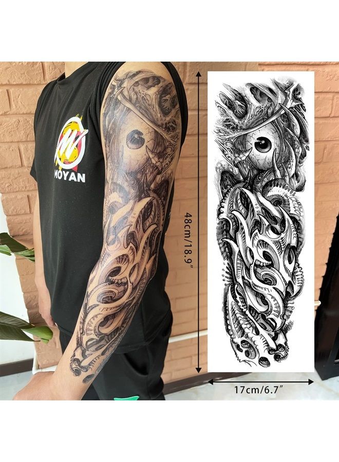 CUTELIILI Full arm temporary tattoo for Men,12sheets (L19“xW7”) Sleeve Tattoos temporary,Waterproof Terror Fake Tattoos That Look Real and Last long，Tiger Dragon Koi Evil Eyes - Image 2