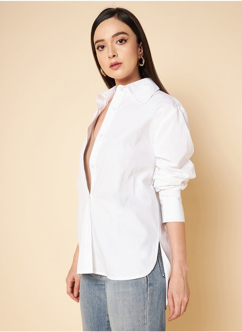 White Boxy Fit Solid Casual Shirt for Women, Cotton - pzsku/Z7E821D5114100D3840A3Z/45/_/1720943571/859a98d6-0337-4448-b7dd-3f622ac9c3d4