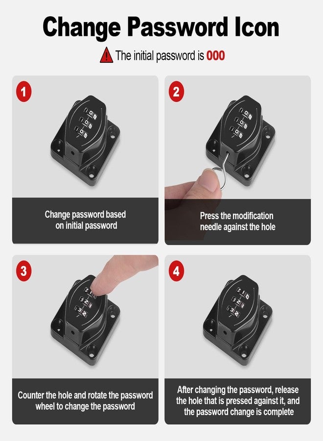 FIVEPEARS Mechanical Password Rotary Hasp Locks，3 Digit Keyless Cabinet Locks with Combination，Be Suitable for Bifold Door，Pantry，Barn Door，Owners Closet，Sliding Closet Doors， Bathroom, Outdoor - Image 4