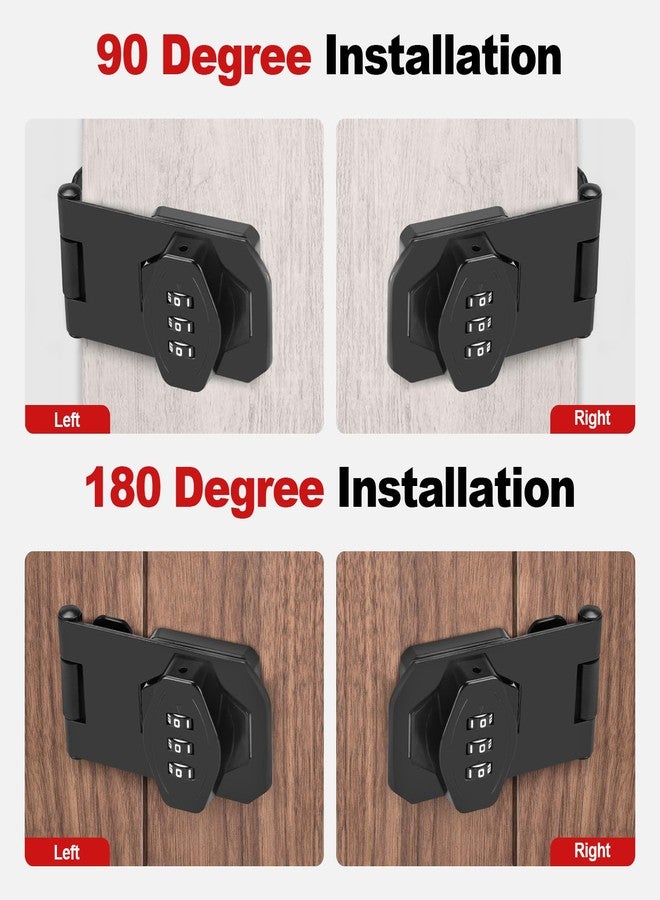 FIVEPEARS Mechanical Password Rotary Hasp Locks，3 Digit Keyless Cabinet Locks with Combination，Be Suitable for Bifold Door，Pantry，Barn Door，Owners Closet，Sliding Closet Doors， Bathroom, Outdoor - Image 3