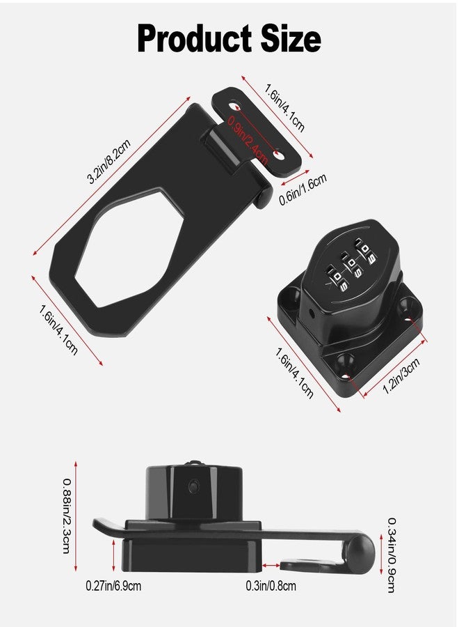 FIVEPEARS Mechanical Password Rotary Hasp Locks，3 Digit Keyless Cabinet Locks with Combination，Be Suitable for Bifold Door，Pantry，Barn Door，Owners Closet，Sliding Closet Doors， Bathroom, Outdoor - Image 2