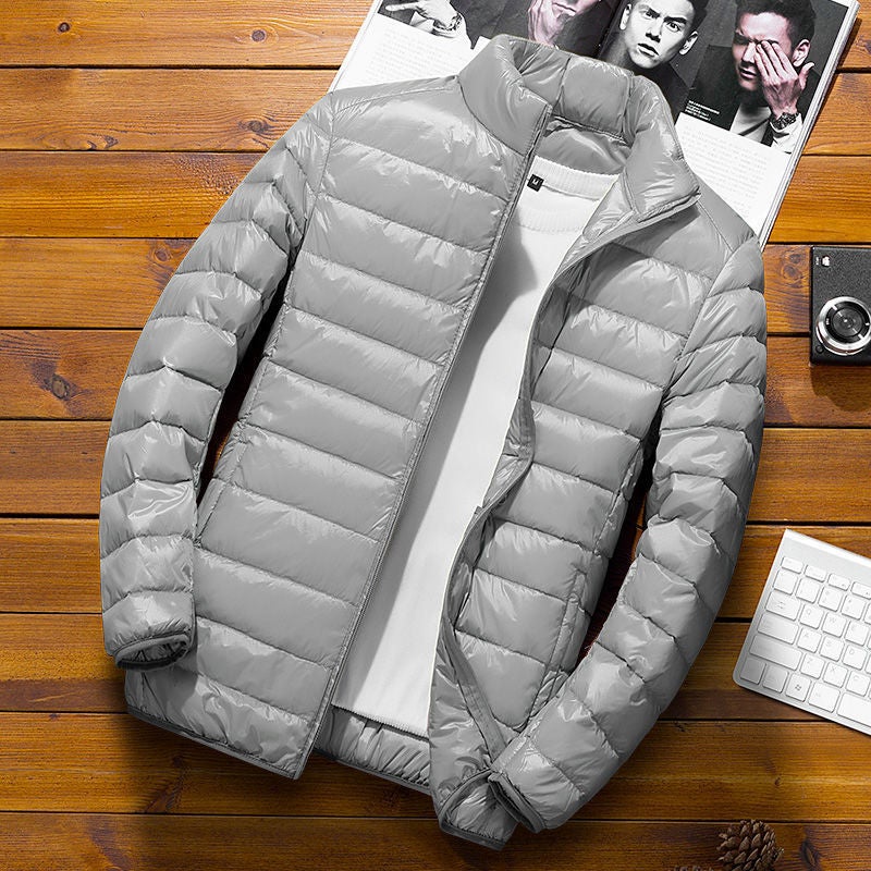 Autumn Winter Light Down Cotton Jacket for Couples Silver Grey [Collation]] 