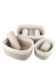 Haidue 3 Pcs Rope Woven Storage Baskets Set Small Cotton Rope Basket for Decor Organizer and Bathroom Storage Basket  - Image 1