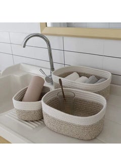 Haidue 3 Pcs Rope Woven Storage Baskets Set Small Cotton Rope Basket for Decor Organizer and Bathroom Storage Basket  - Image 3