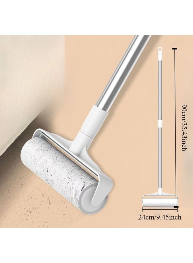 MOWKIT 4pcs/set (3 Rolls of Paper+1 Mop Long Handled Hair Remover, Retractable Hair Brush for Clothing, Household Floor Cleaning Tool for Cat Hair, Pet Hair Removal Roller, Sofa Carpet Dust Roller, Cleaning Tool - Image 3