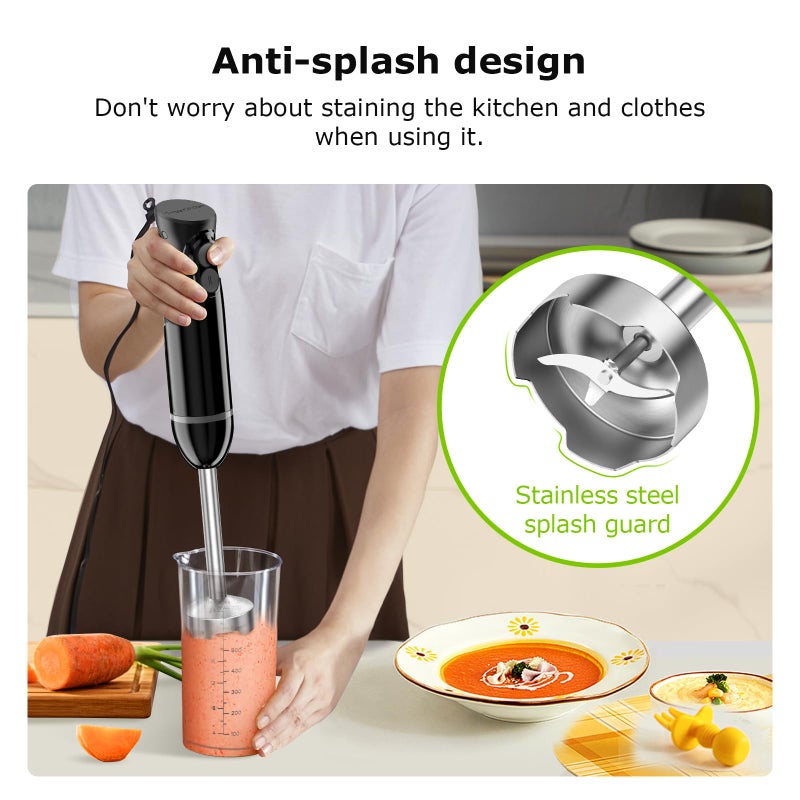 Bonsenkitchen Hand Blender, Immersion Blender with 2 Mixing Speed, Electric Handheld Mixer Portable Stick Mixer with Stainless Steel Blades for Soup, Smoothie, Puree, Baby Food - Image 5