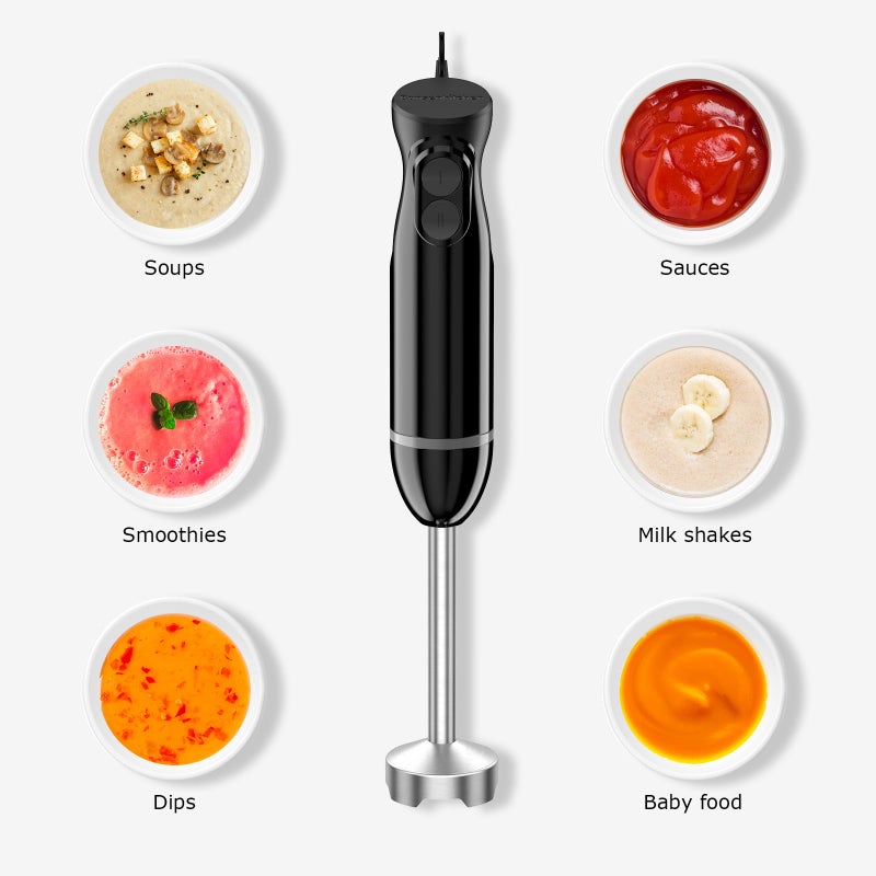 Bonsenkitchen Hand Blender, Immersion Blender with 2 Mixing Speed, Electric Handheld Mixer Portable Stick Mixer with Stainless Steel Blades for Soup, Smoothie, Puree, Baby Food - Image 3