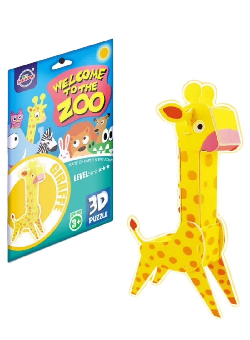 Kids' Zoo Animals DIY Puzzle: 3D Giraffe Paper Model Kit - Easy Build Educational Toy to Boost Spatial IQ - Image 1