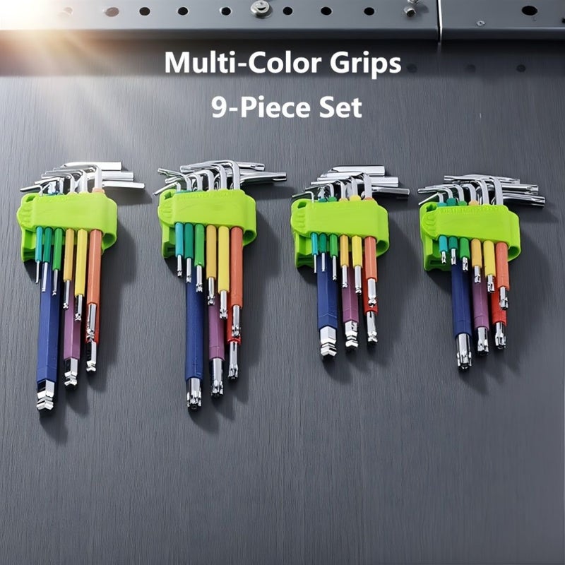 Set Of 9 Torx Wrenches Metric Allen Keys Non Slip Grip Color Coded - Image 3